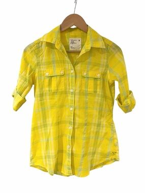 🍋 American Eagle Yellow Plaid Button Down Shirt | Size Small